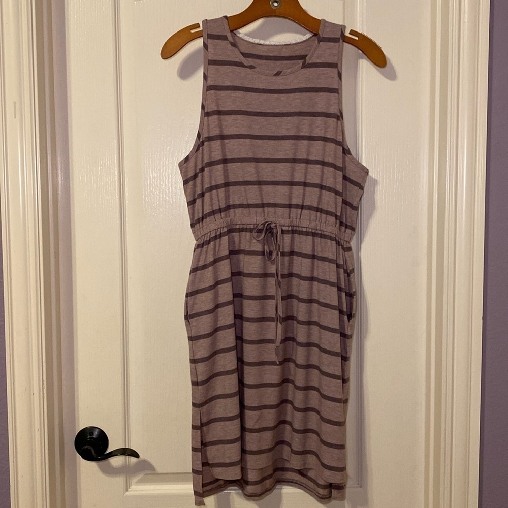 Lili’s Closet Anthropologie Tank Striped Multicolored Stretch Slit Dress NWOT